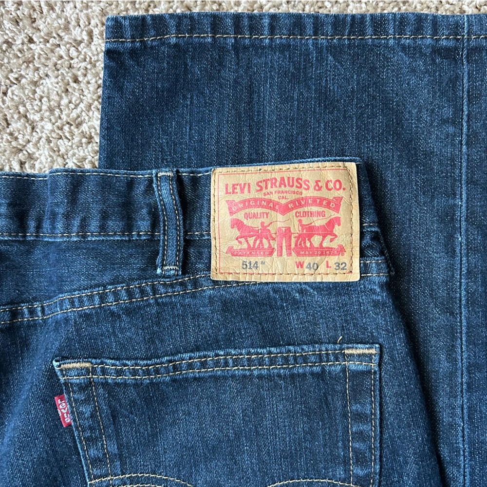 Men’s Levi’s 514 Dark Wash Denim Straight Fit Flex Jeans Size 40x32 |C59 - Picture 2 of 11